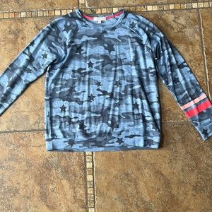 Women’s PJ Salvage blue camouflage long sleeve Tshirt in Small